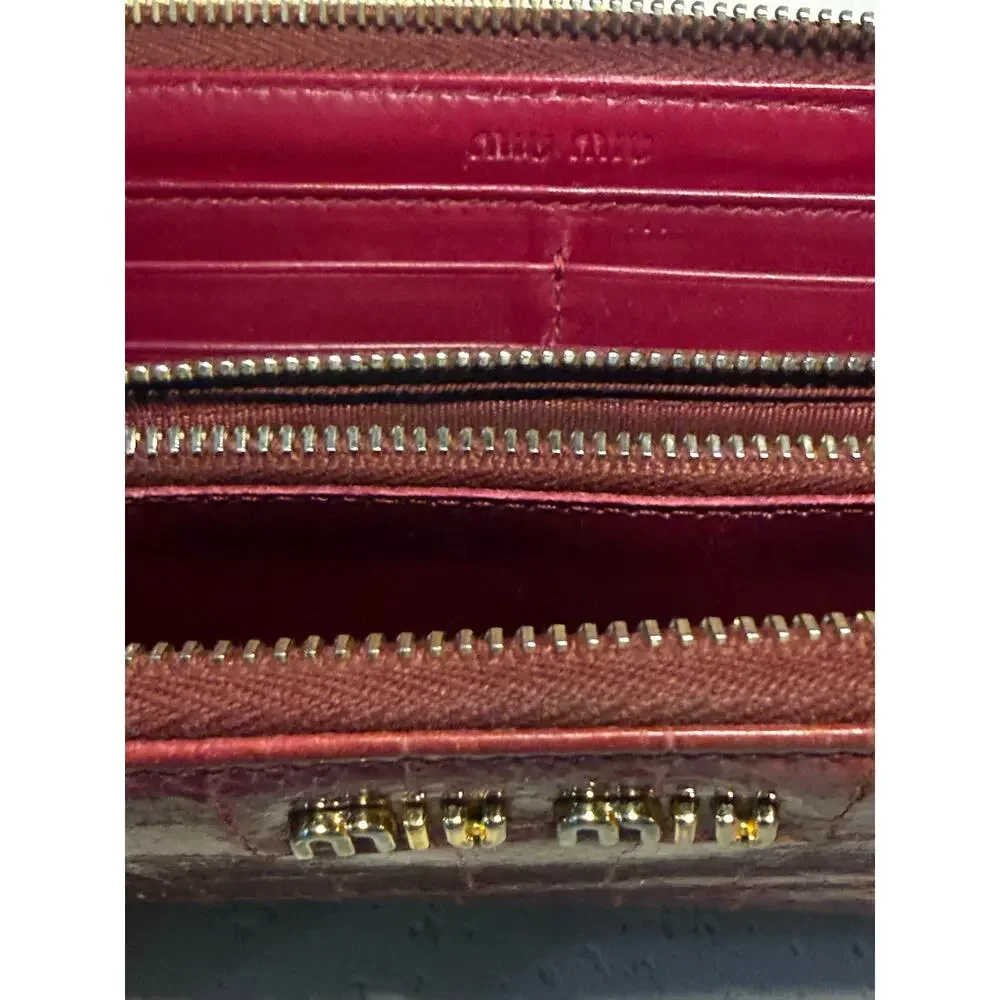 Miu Miu St. Cocco Lux Crocodile-Embossed Zip-Around